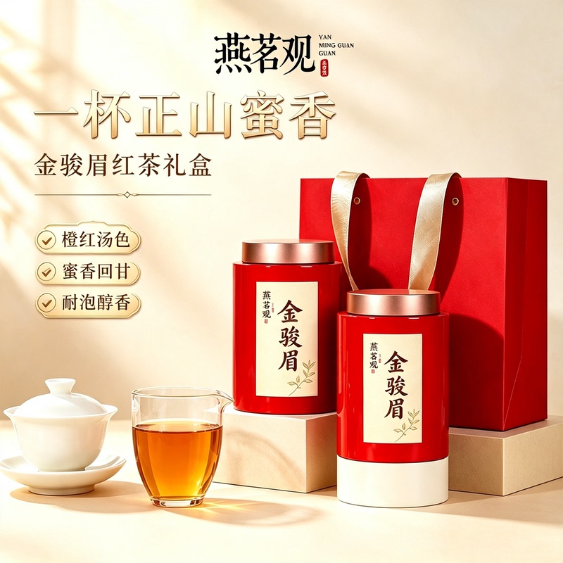 Yanmingguan Jinjunmei Black Tea, Authentic New Tea with a Rich Honey Aroma, Canned Wuyi Premium Tea, Wuyishan Jinjunmei Yanmingguan Jinjunmei Black Tea, Authentic New Tea with a Rich Honey Aroma, Canned Wuyi Premium Tea, Wuyishan Jinjunmei