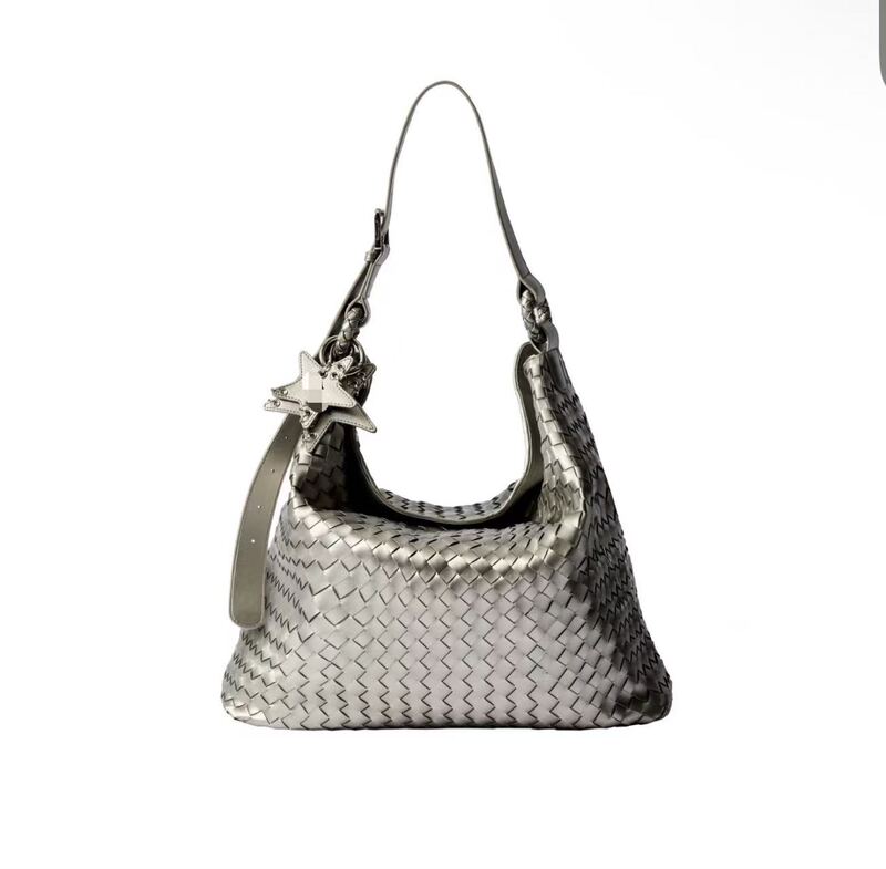 【Ey】Original Design Spring and Summer Woven Tote Bag Champagne Color Hobo Tote Bag Large Capacity Women's Shoulder Bag