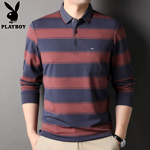 Playboy, лонгслив, осенняя футболка polo для отдыха, для мужчины среднего возраста