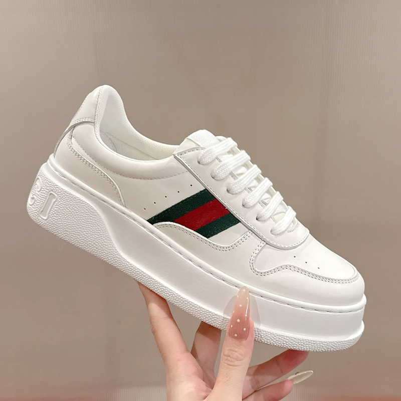 Light Luxury High-End Custom 26Ss New Genuine Leather White Sneakers for Couples, Casual Sports Shoes with Height-Increasing Thick Soles, Women's Biscuit Shoes Light Luxury High-End Custom 26Ss New Genuine Leather White Sneakers for Couples, Casual Sports Shoes with Height-Increasing Thick Soles, Women's Biscuit Shoes
