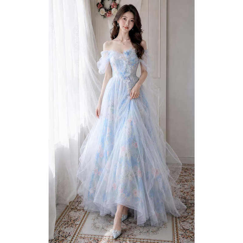 Blue Evening Dress for Women 2026 New Style High-End Luxury Light Luxury Student Birthday Coming-Of-Age Ceremony 18-Year-Old Princess Dress Annual Party Blue Evening Dress for Women 2026 New Style High-End Luxury Light Luxury Student Birthday Coming-Of-Age Ceremony 18-Year-Old Princess Dress Annual Party