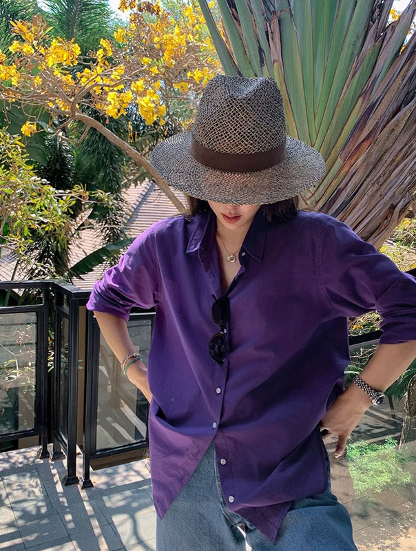 5375 Purple Aura ~ Pure Mian Casual High-Quality Feel, Creates a Unique Atmosphere Purple Shirt ~ B17