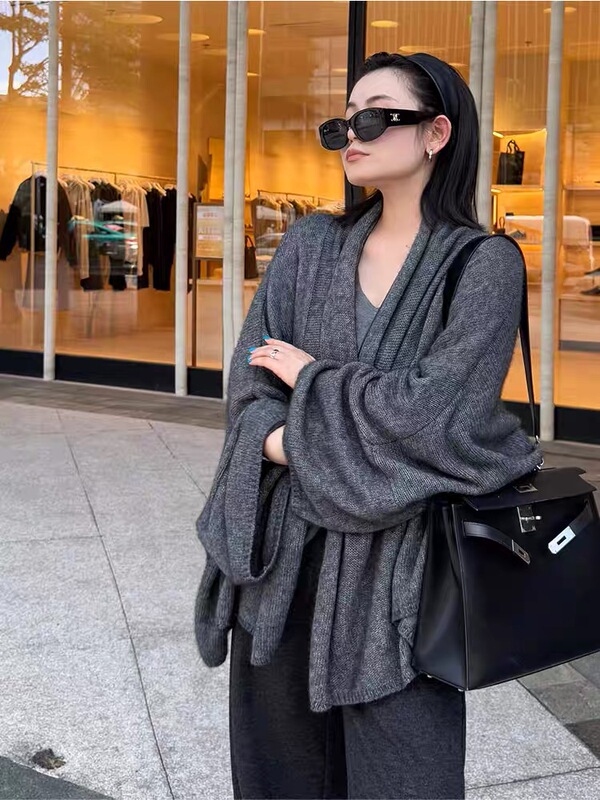 Discontinued! Old Money Style Batwing Sleeve Silk Shawl Cardigan! No Additional Orders Accepted! T13 Discontinued! Old Money Style Batwing Sleeve Silk Shawl Cardigan! No Additional Orders Accepted! T13