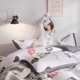 in bông rửa denim nữ mạng Bắc Âu giường chăn đơn giản lanh đỏ bốn bộ 1.8m - Bộ đồ giường bốn mảnh