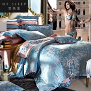 Châu âu satin jacquard bốn mảnh 1.8 m bộ đồ giường 2.0 sợi ngang bông cotton quilt cover sheets đôi 1.5