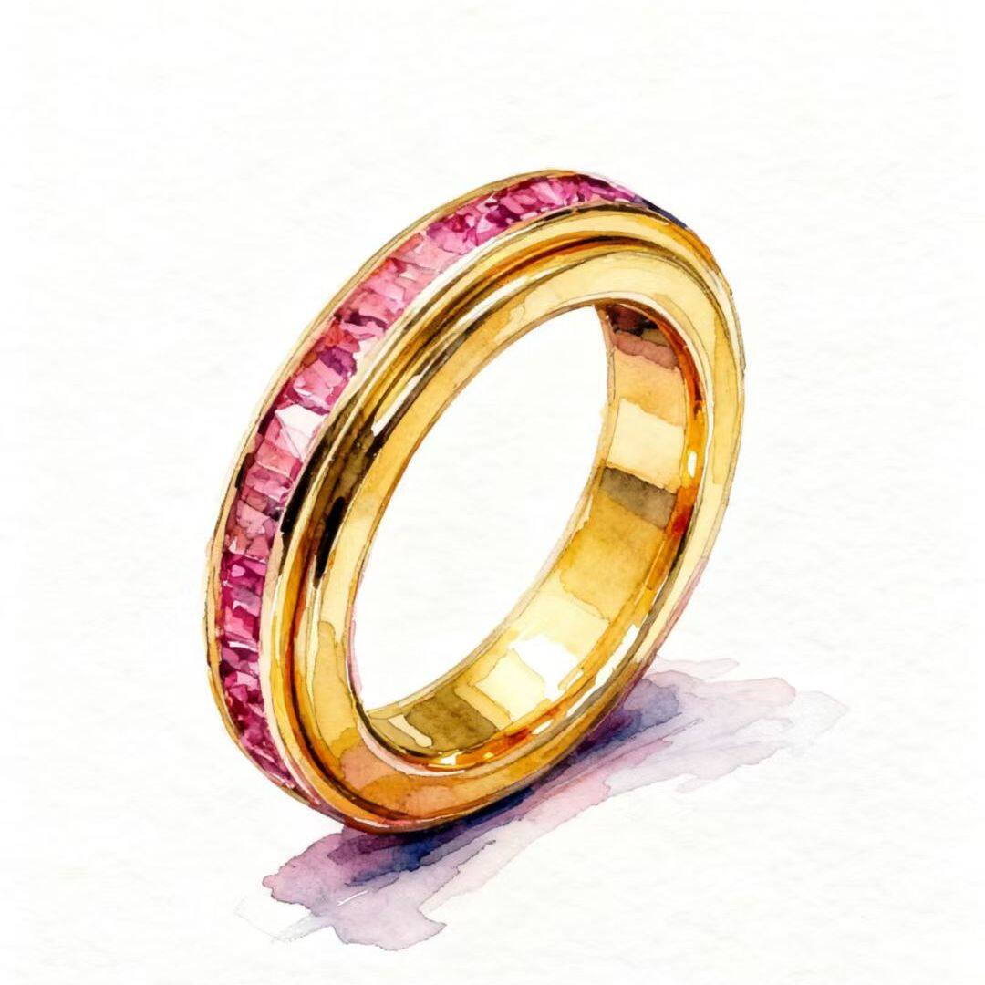 OJD cultured ruby ring women's fashionable personality exquisite light luxury set