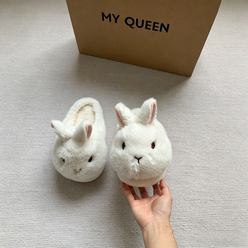 Milk Rabbit Cotton Slippers for Women, Autumn and Winter, Closed-Toe, Plush, Thick-Soled, Warm, Non-Slip, Indoor Home Slippers, New Model Milk Rabbit Cotton Slippers for Women, Autumn and Winter, Closed-Toe, Plush, Thick-Soled, Warm, Non-Slip, Indoor Home Slippers, New Model