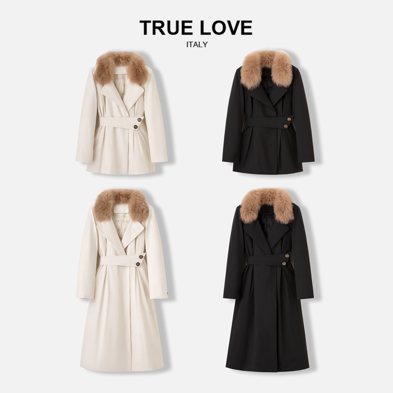 [Irish Evening Snow] Liqiao 90 White Goose down Fox Fur Collar Mid-Length down Jacket Td4C1072547Y