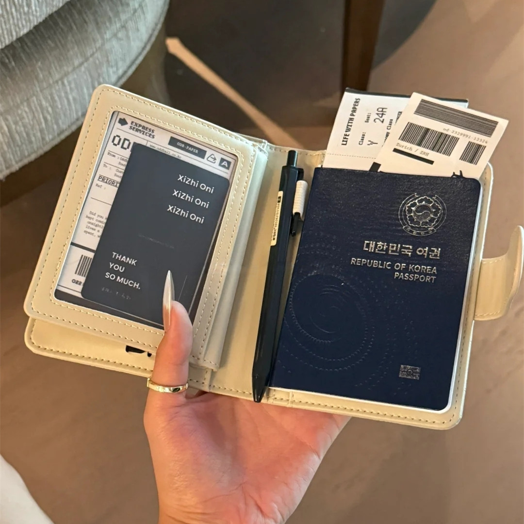Korean-style leather passport holder, multiple card slots
