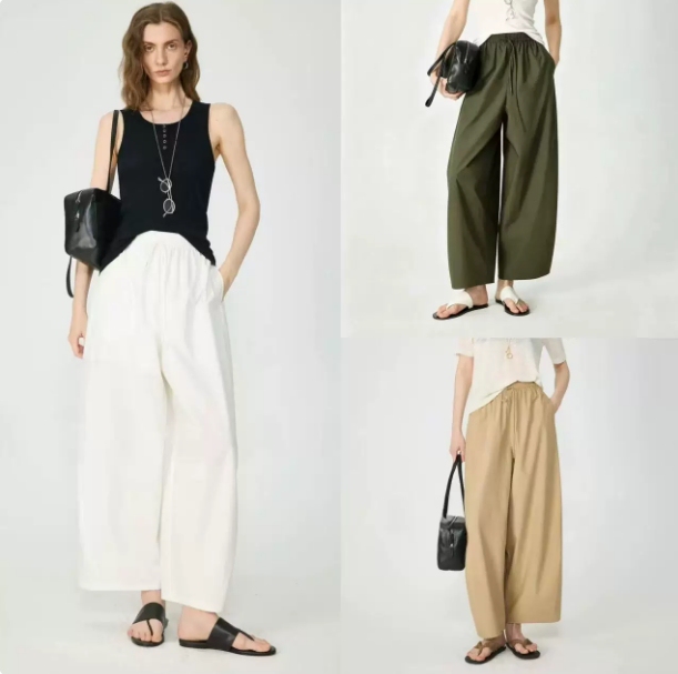 26 Autumn Lazy Style Three-Dimensional Deconstructed Design Lyocell Cotton Soft Drape Elastic Waist Split Arc Balloon Pants
