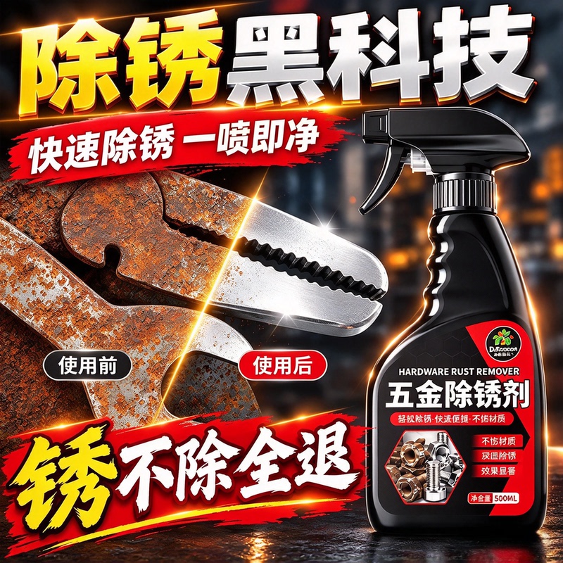 【Rust Removal Black Technology】Rust Remover for Quick Metal Cleaning, Powerful Rust Removal for Industrial Metal, Rusty Hardware, and Steel Bars