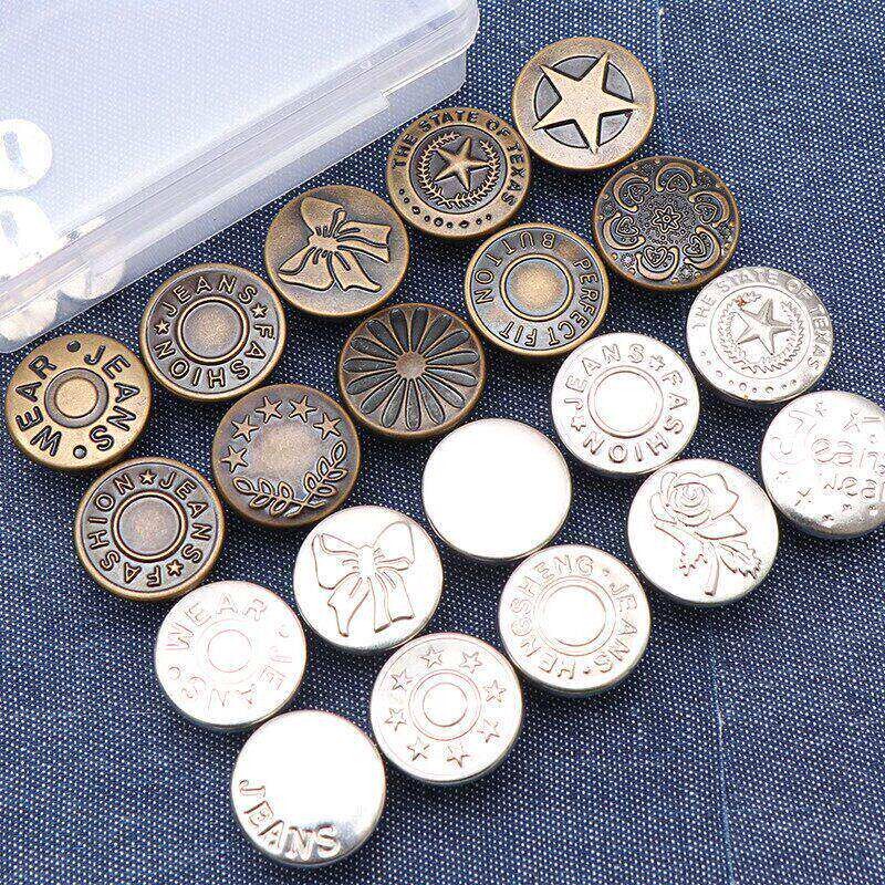 No-Sew Press-On Adjustable Pants Button, Metal Jeans Button for Tightening Waist No-Sew Press-On Adjustable Pants Button, Metal Jeans Button for Tightening Waist