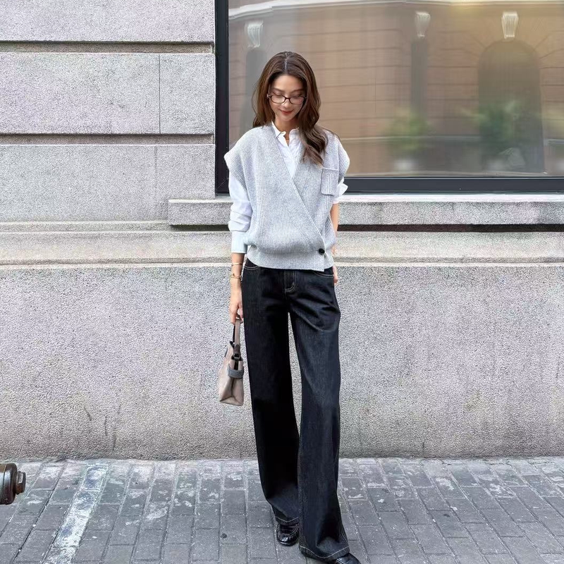 【Beading Series】Superb Straight-Leg Pants |   Quiet Luxury Denim Series Original Color Straight-Leg Pants Lsaany115