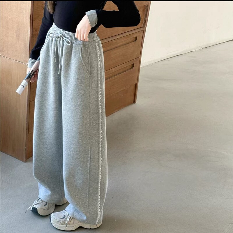 A06018 (Bbxdd) Girls' Autumn New Cotton Sweatpants Children's Side Ruffle Sports Pants Casual Pants Trousers