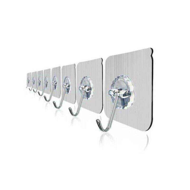 Transparent Adhesive Hooks for Home Use, Wall-Mounted, Heavy-Duty, Traceless, No-Drill Sticky Hooks for Behind Doors