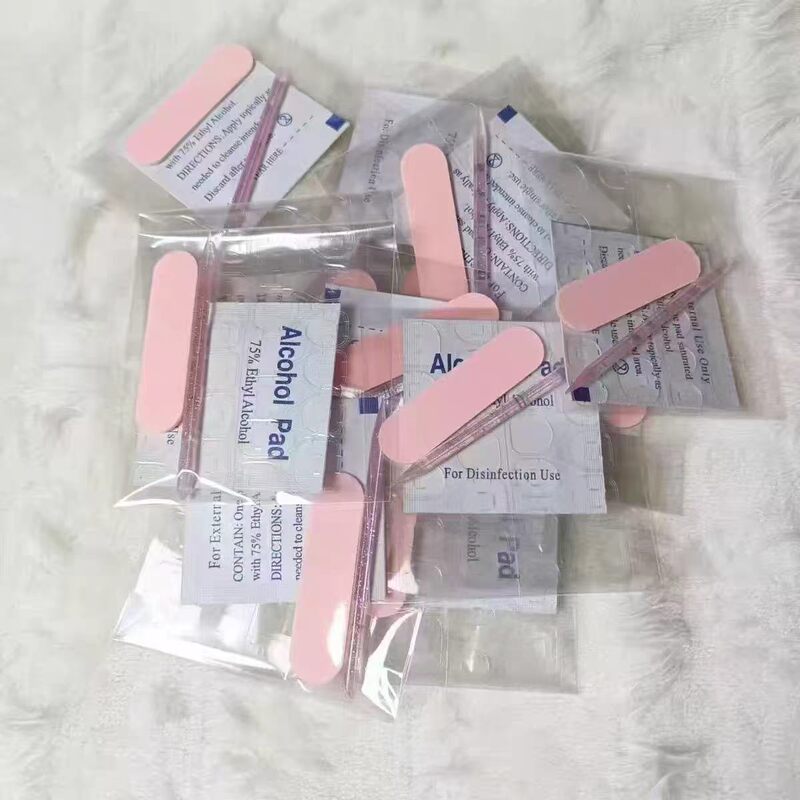Nail Art Tool Kit Material Pack, Nail Jelly Glue Stickers, Alcohol Cotton Pads, Orange Wood Sticks, Small Rubbing Strips, Bag Accessories, Materials