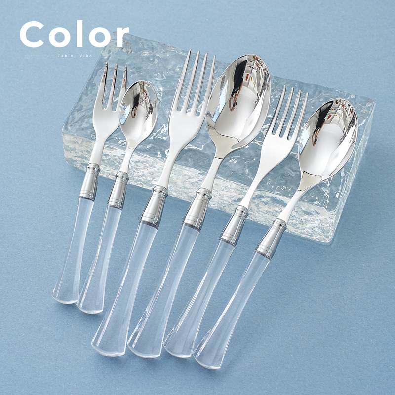 French Capdeco Venus Transparent High-End Stainless Steel Imported Tableware Knife, Fork, and Spoon Set for Home Use French Capdeco Venus Transparent High-End Stainless Steel Imported Tableware Knife, Fork, and Spoon Set for Home Use