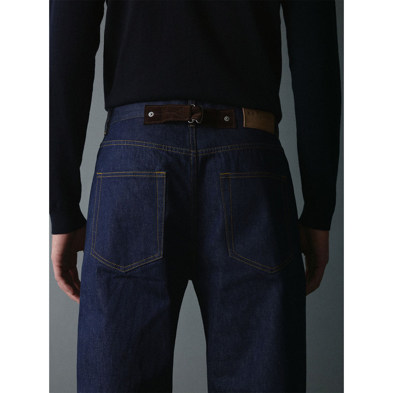 Kansue / Italian Candiani Straight Fit Slim Micro-Flared Indigo Raw Denim Jeans