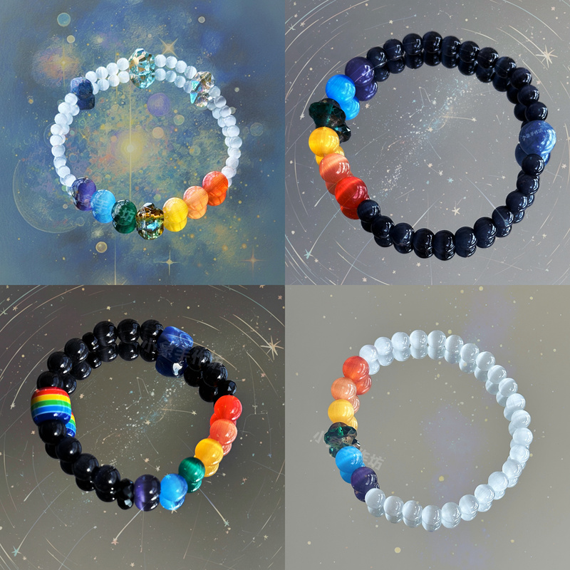 Rainbow Bracelet Collection Dark Universe Planet Double Heroine Original Bracelet Best Friend Niche Gift Rainbow Bracelet Collection Dark Universe Planet Double Heroine Original Bracelet Best Friend Niche Gift