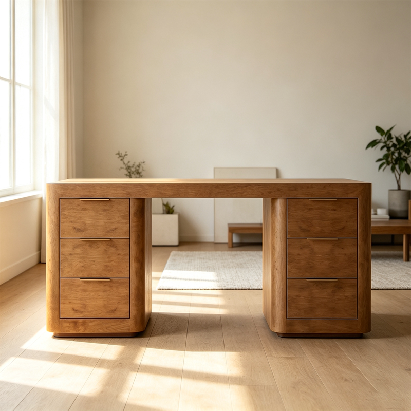 American-Style Solid Wood Vintage Tree Stump Home Desk Writing Desk Modern Minimalist Study Office Desk Computer Desk