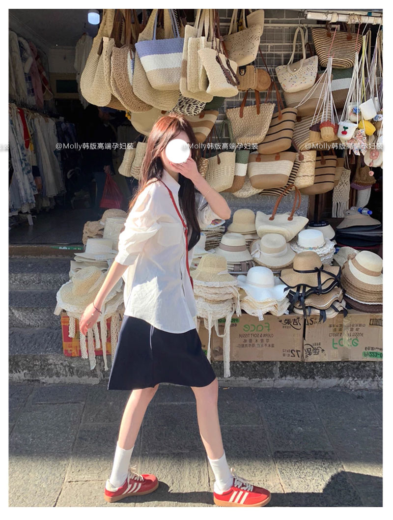 孕妇日系学院风半身裙子夏季薄款时尚显瘦百搭慵懒蓬蓬裙a字中裙 — 15