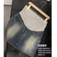 ແມ່ຍິງຖືພາ Retro ສີຟ້າ hip-hugging denim skirt summer ບາງນອກໃສ່ A-line ແອວສູງ hip-hugging ຕ້ານການ exposure ສັ້ນ skirt