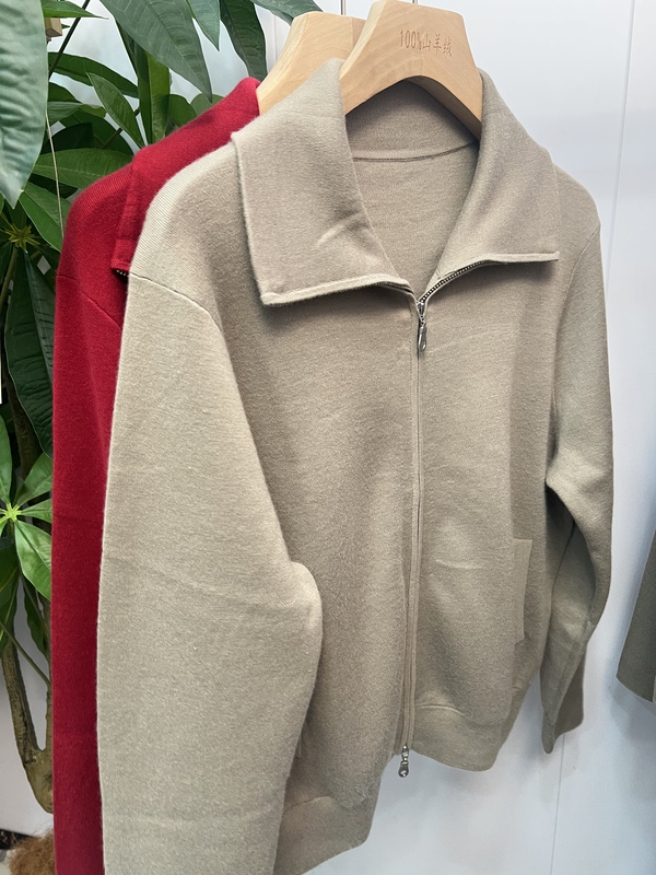(Premium Product) Fine-Spun 100% Cashmere 68 Count/3 Cardigan for Women with Lapel and Zipper, Solid Color Knit for Autumn and Winter (Premium Product) Fine-Spun 100% Cashmere 68 Count/3 Cardigan for Women with Lapel and Zipper, Solid Color Knit for Autumn and Winter