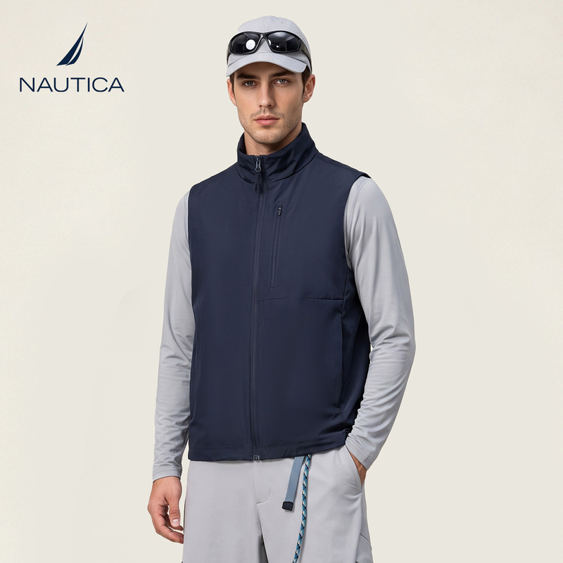 Nautica Men's Vest Winter Casual Stand-Up Collar 3m New Snow Fiber Cotton Warm and Water-Repellent Vest