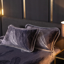 Flannel pillowcase A pair of coral velvet winter warm pillow pillow core cover adult 4874cm zipper type