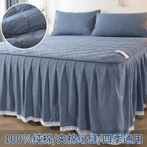 Pure cotton Thick bed skirt 100 cotton water wash cotton skirt type non-slip bed cover single piece cotton Princess 2021 New
