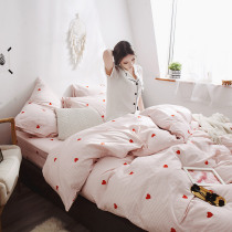 Winter cotton bed four-piece set net red bed sheet fitted duvet cover cotton cute 1 8m single double set