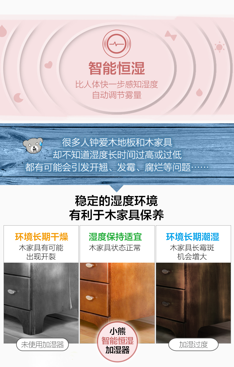 Bear / Cubs JSQ-A30G3 Máy tạo độ ẩm hộ gia đình Máy lọc không khí im lặng Mini Mini Aroma Diffuser - Máy giữ ẩm công dụng của máy phun sương mini