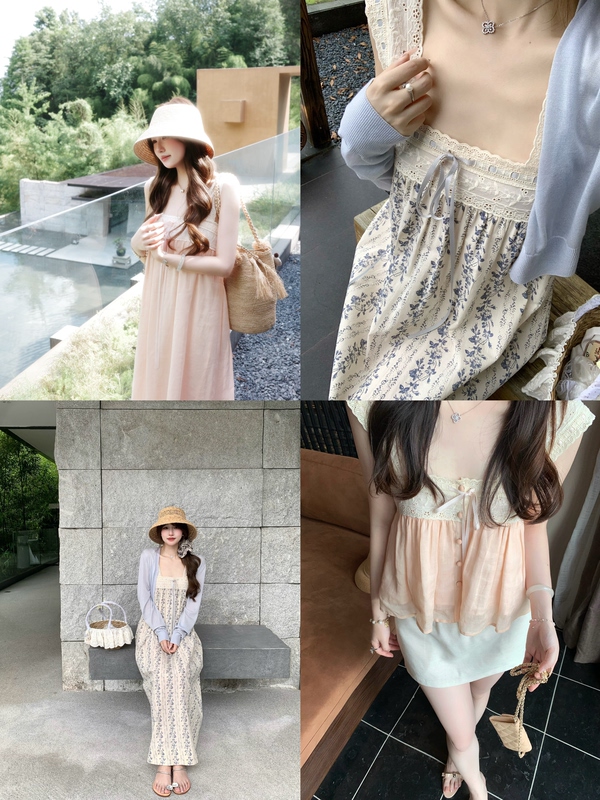 Chilljoying'Long Summer Days' Lace Patchwork Vintage Heavy Craft Camisole Dress/Top