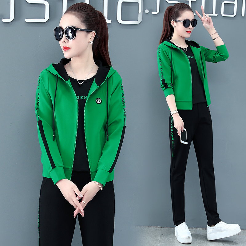 Brand autumn clothes women's sports clover suits women's fashion loose three-piece clothes casual clothes Western style does not fade