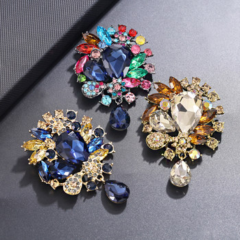 High-End Elegant Alloy Glass Acrylic Water Drop Pendant Brooch Vintage Court-Style Corsage Clothing Fixing Pin