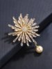Japanese and Korean Micro-Inlaid Zircon Pearl High-End Precision Sunflower Brooch for Women, Elegant Pin, Suit Cardigan Corsage Accessory