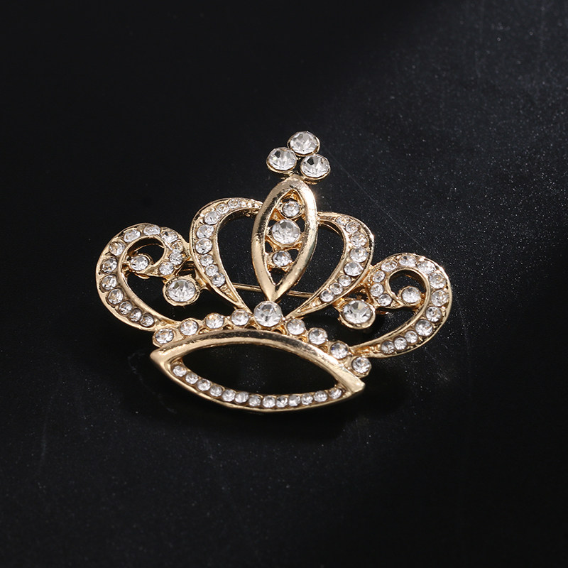 Store staff unified image crown brooch high-end suit accessories temperament retro niche new shirt pin