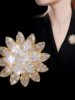 Luxurious High-End Brass Snow Lotus Zircon Brooch Fashion Clothing Fixed Anti-Exposure Corsage Atmospheric Pin Accessories