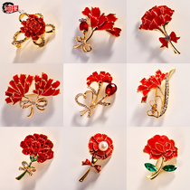 A branch of red apricot out of the wall alloy brooch flower pin drip oil red corsage plant flower boutique small accessories