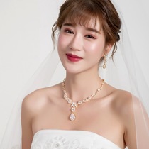 High-grade pearl necklace bride jewelry wedding jewelry zircon earrings European and American exaggerated water drop pendant jewelry