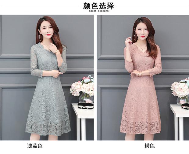 Mùa xuân 2019 và mùa thu mới 30 - 35-45 tuổi Phụ nữ khí chất thanh lịch eo eo tay áo ren - Sản phẩm HOT váy đầm đẹp