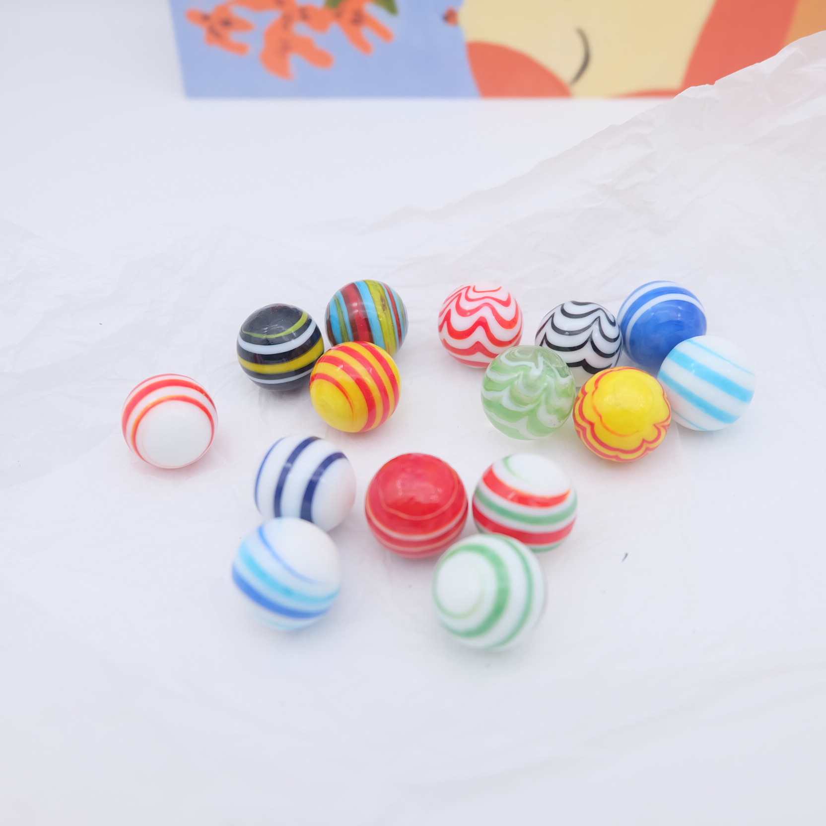 Pure handmade glass ball striped series 16mm rare marbles wonderful ball student children's gift super beautiful marbles