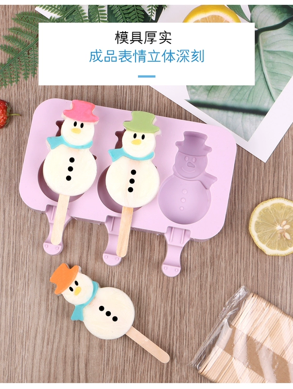 Silicone kem khuôn phim hoạt hình nhà tự làm kem kem hấp kem popsicle popsicle đá bào - Tự làm khuôn nướng