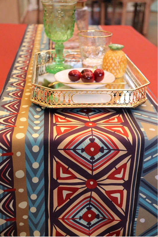 Mới vải lanh nghệ thuật Phòng khách Mỹ hình chữ nhật bàn cà phê khăn trải bàn màu đỏ bàn mat vải TV tủ tùy chỉnh - Khăn trải bàn