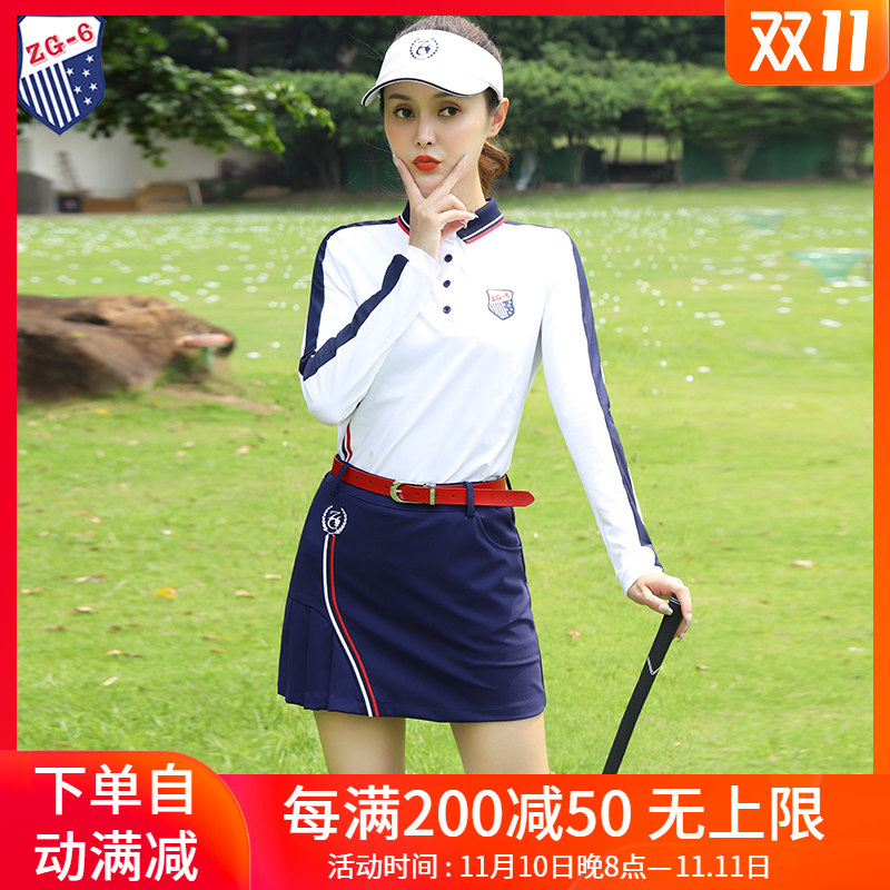 Spring and Autumn ZG6 tennis skirt clothing women's golf suit women's ball suit long-sleeved casual top hakama two-piece set