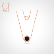 Double necklace female choker 18K gold rose gold simple ins niche design black agate for girlfriend gift