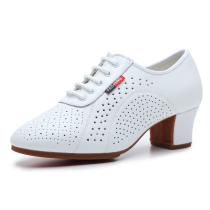 GY womens mid-high heel dance shoes square dance double ballroom dance sailor dance white perforated outdoor dance shoes summer