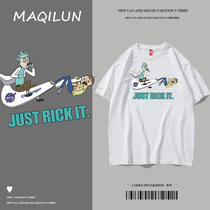 MAQILUN MAQILUN summer new couple cartoon joint item pure cotton T-shirt large size pure cotton mens short-sleeved
