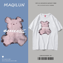 MAQILUN new summer short-sleeved T-shirt mens fashion brand large size loose round neck pure cotton half-sleeve top men