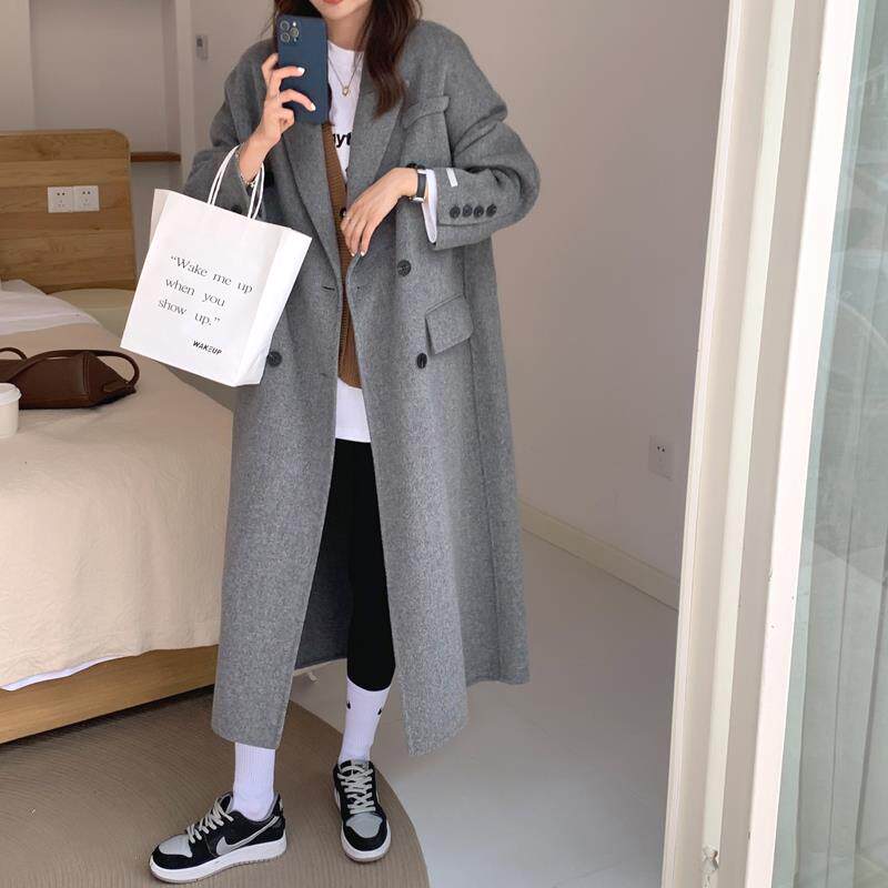 Maje moscoloni double-sided cashmere coat women's mid-length 2022 autumn and winter new loose woolen coat